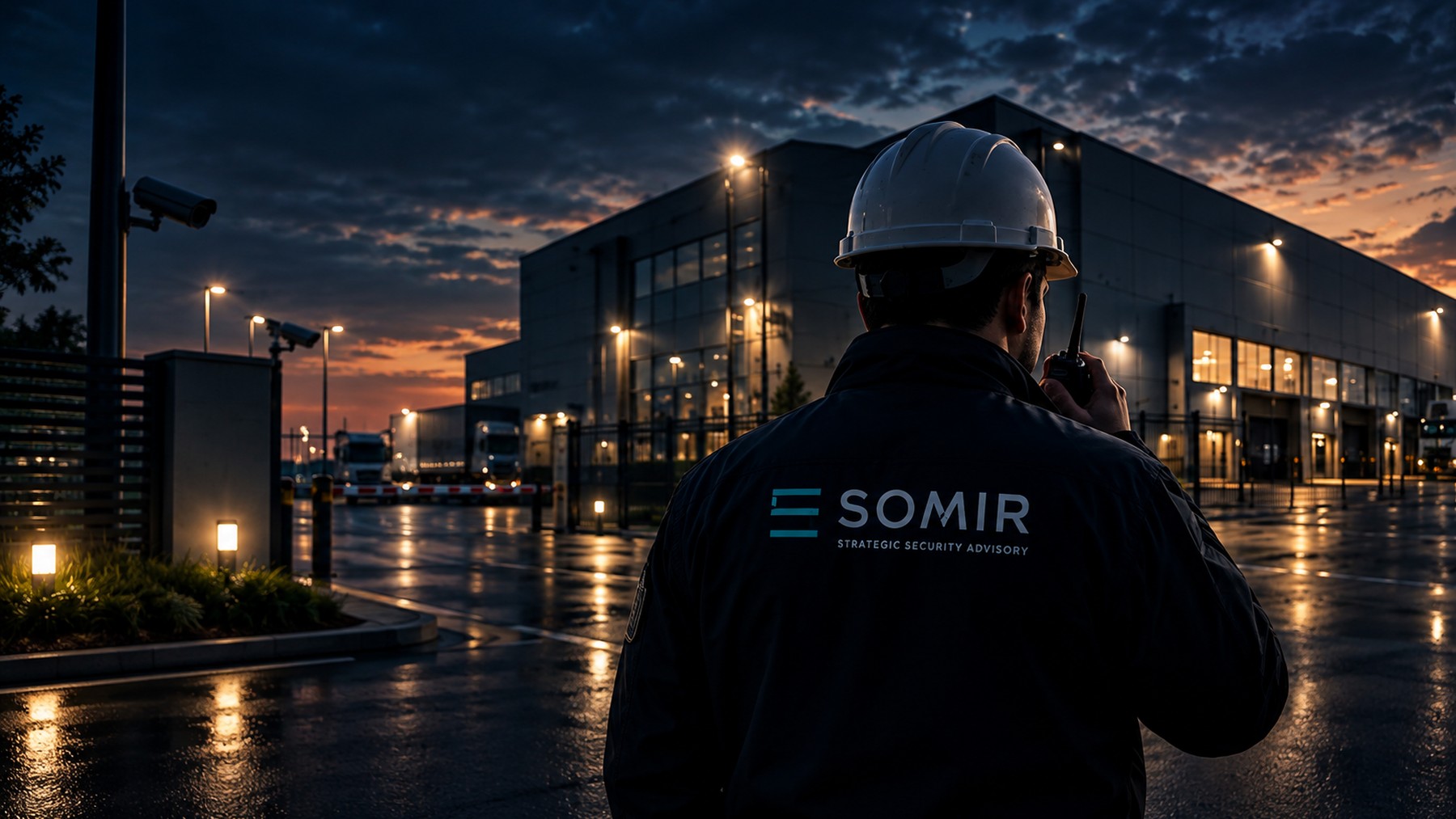 Instalación industrial protegida y supervisada por personal de seguridad